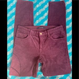 J Brand Skinny leg blackberry corduroy jean. Size 27